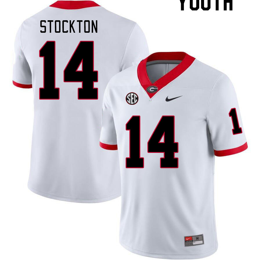 Youth #14 Gunner Stockton Georgia Bulldogs College Football Jerseys Stitched-White